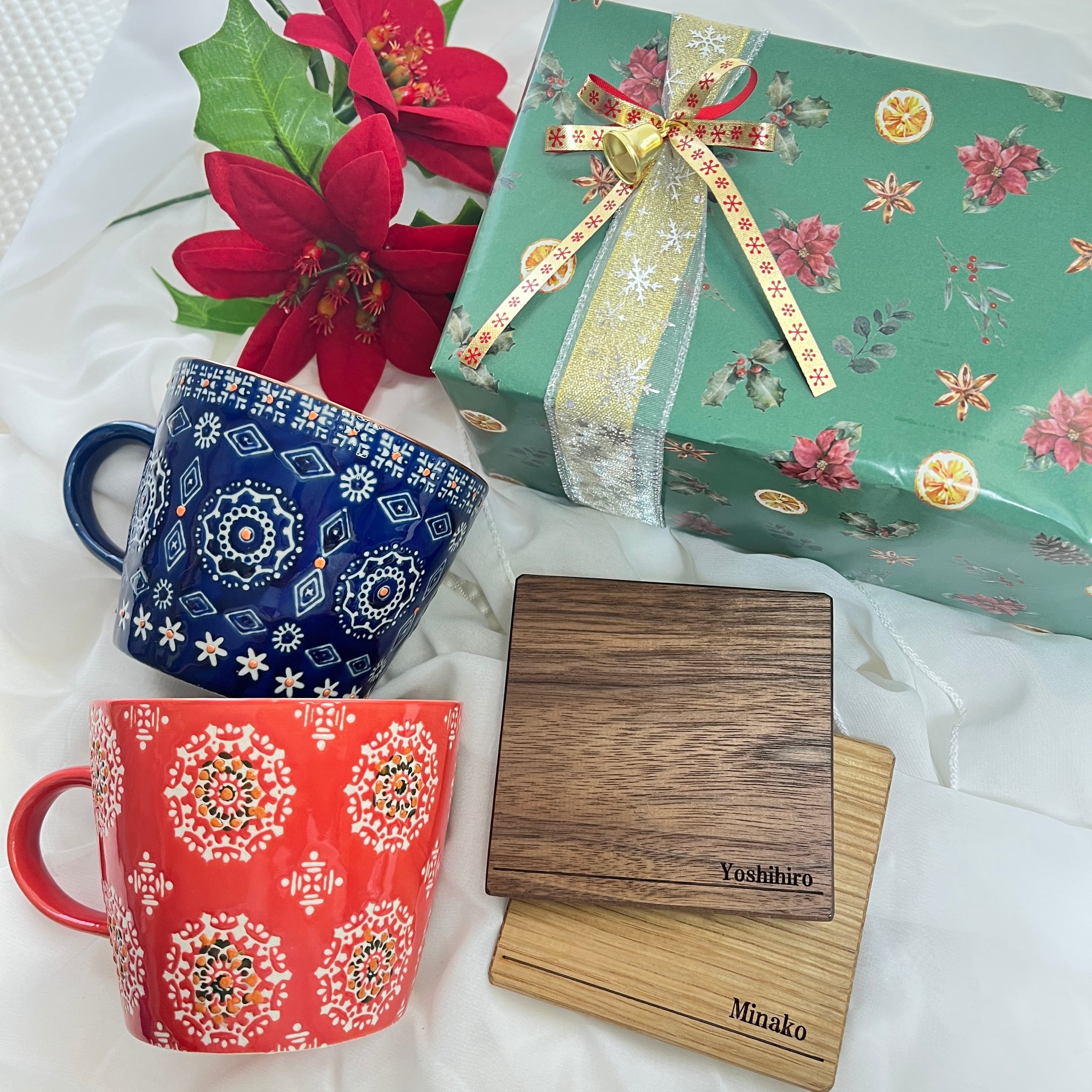 ペアマグカップ コースターセット 名入れオーダー無料 オーク