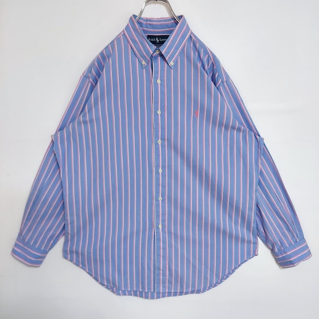 ラルフローレン BDストライプシャツ 刺繍ポニー XL ブルー 青 白