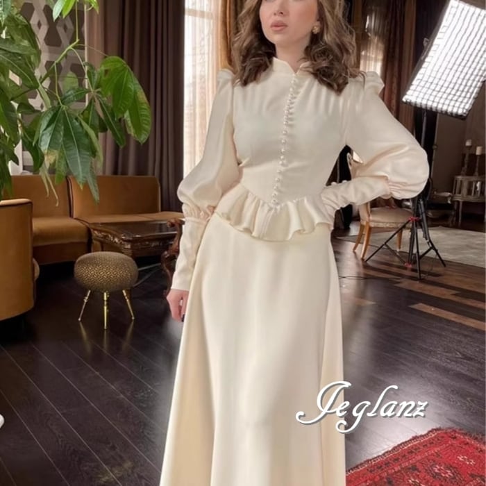 パーティ ドレス マキシ ワンピース ペプラム 袖ボタン ♪(MB486)ζ☆