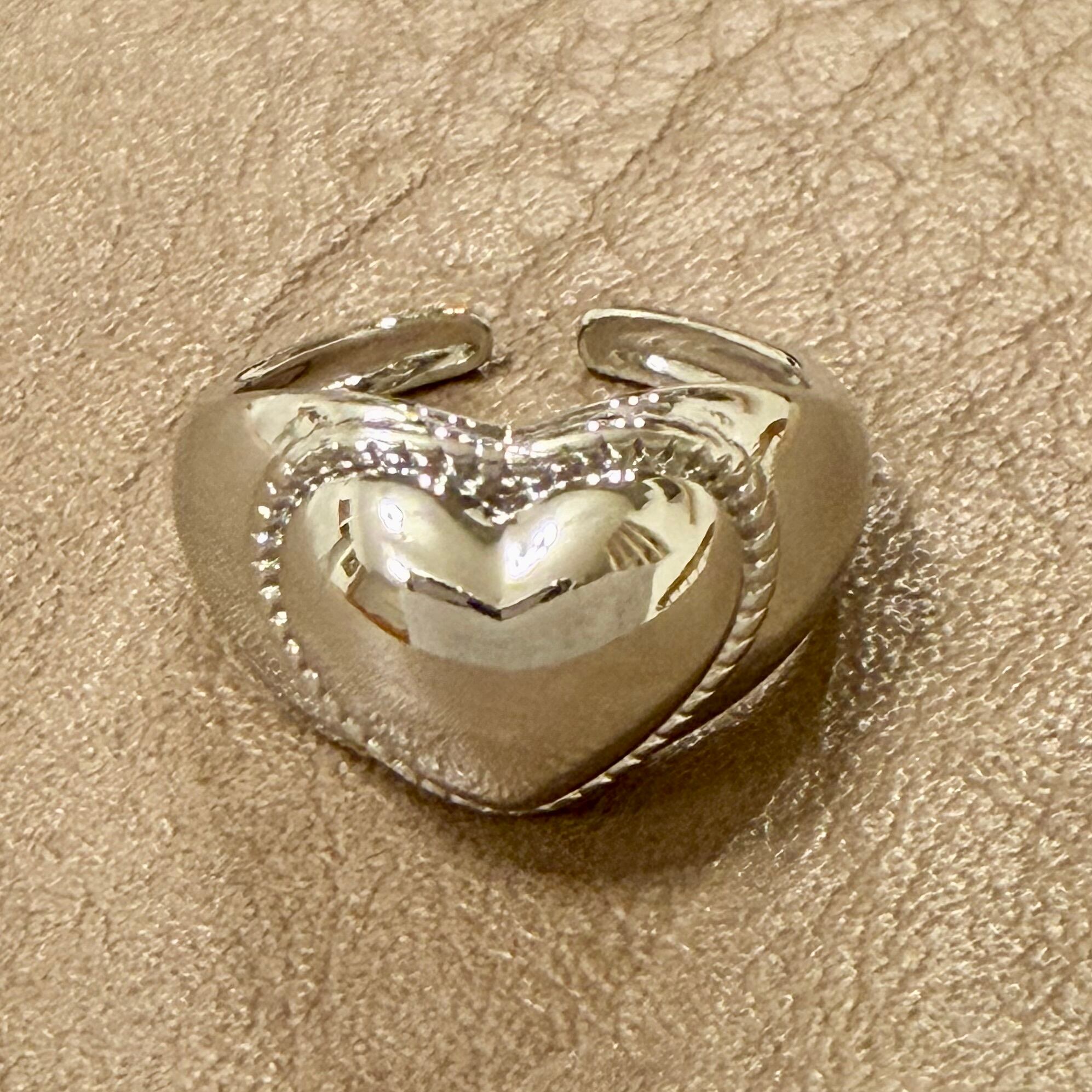 40s Sweet Heart jewelry Puffy Heart Sterling WWⅡ Forget me not 第