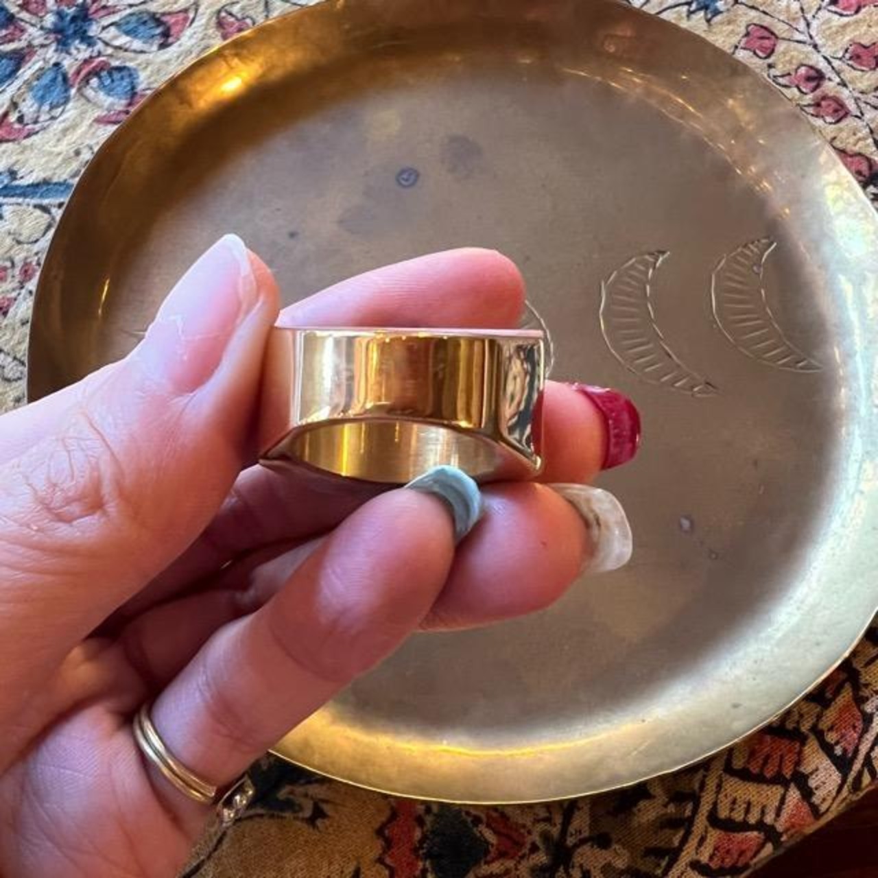 TOPANGA Jewelry 　Large Marble Pink Ring Size 11 14　Ring　Accessory　Present　Simple　Vintage　Antique
