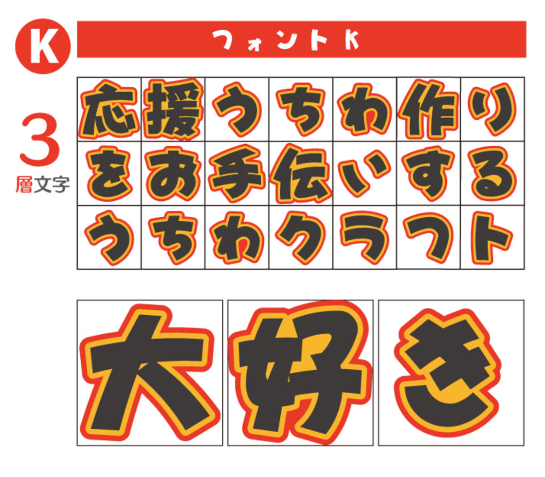 オーダー文字 ふち取り③層】Mサイズ（12×12cm） | Pay ID