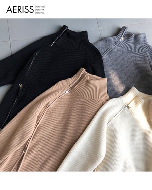 サイドジップハイネックニット 3color A0741