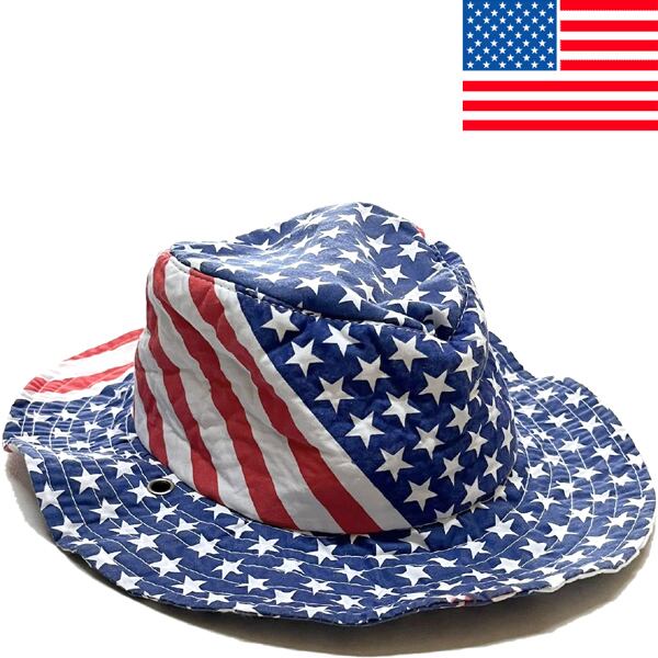 1点物◇星条旗アメリカ国旗バケットハット帽子キャップUSA古着メンズ