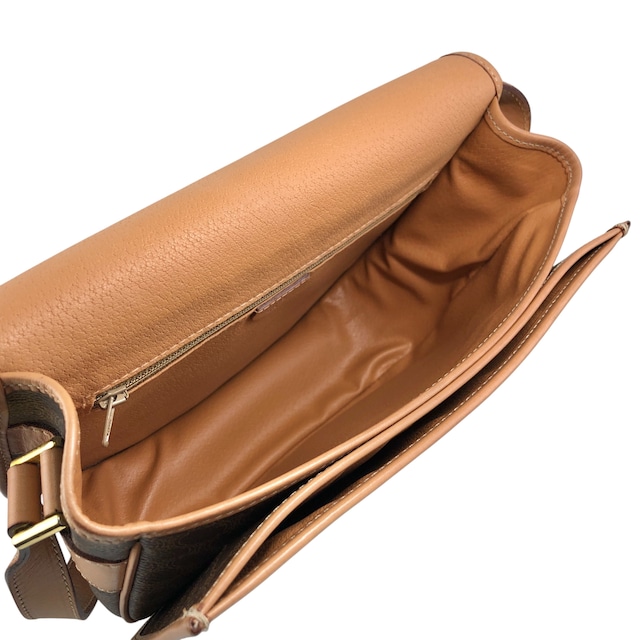 CELINE セリーヌ マカダム ショルダーバッグ ブラウン ブラゾン PVCレザー vintage ヴィンテージ オールド mgt7zs