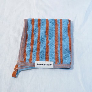towel.studio / Stripe Wash Cloth -Sky & Brick-