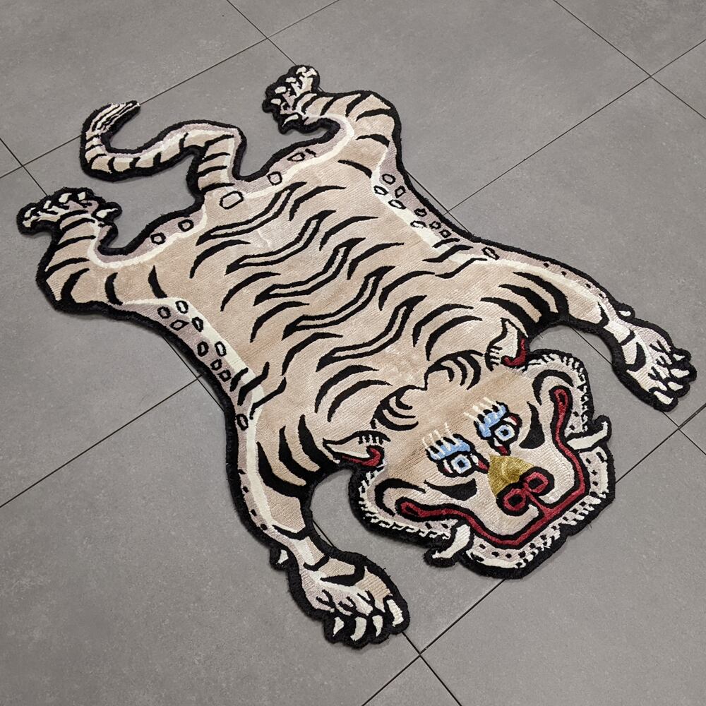 Tibetan Tiger Rug (Sサイズ シルク ナチュラルサンド 015) チベタン