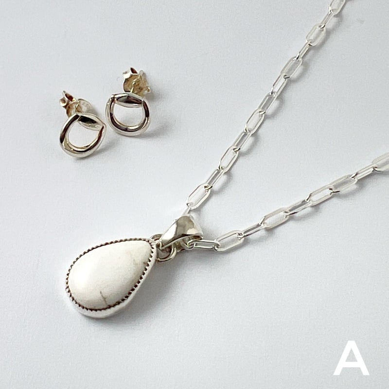 Indian Jewelry 》ホワイトバッファロー シンプル ドロップ ネックレス