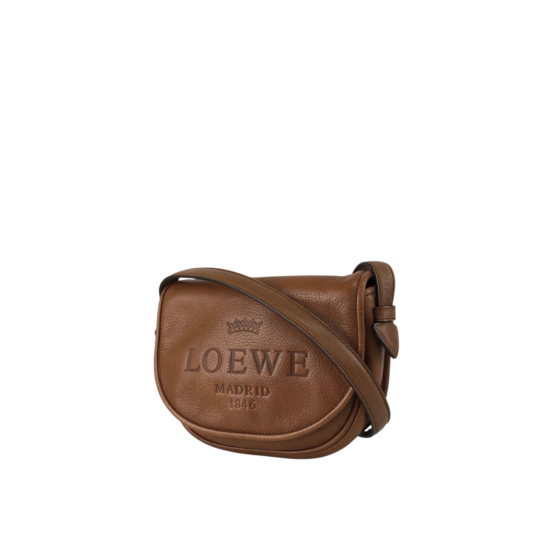 LOEWE ロエベ ヘリテージ ショルダーバッグ ブラウン ロゴ レザー