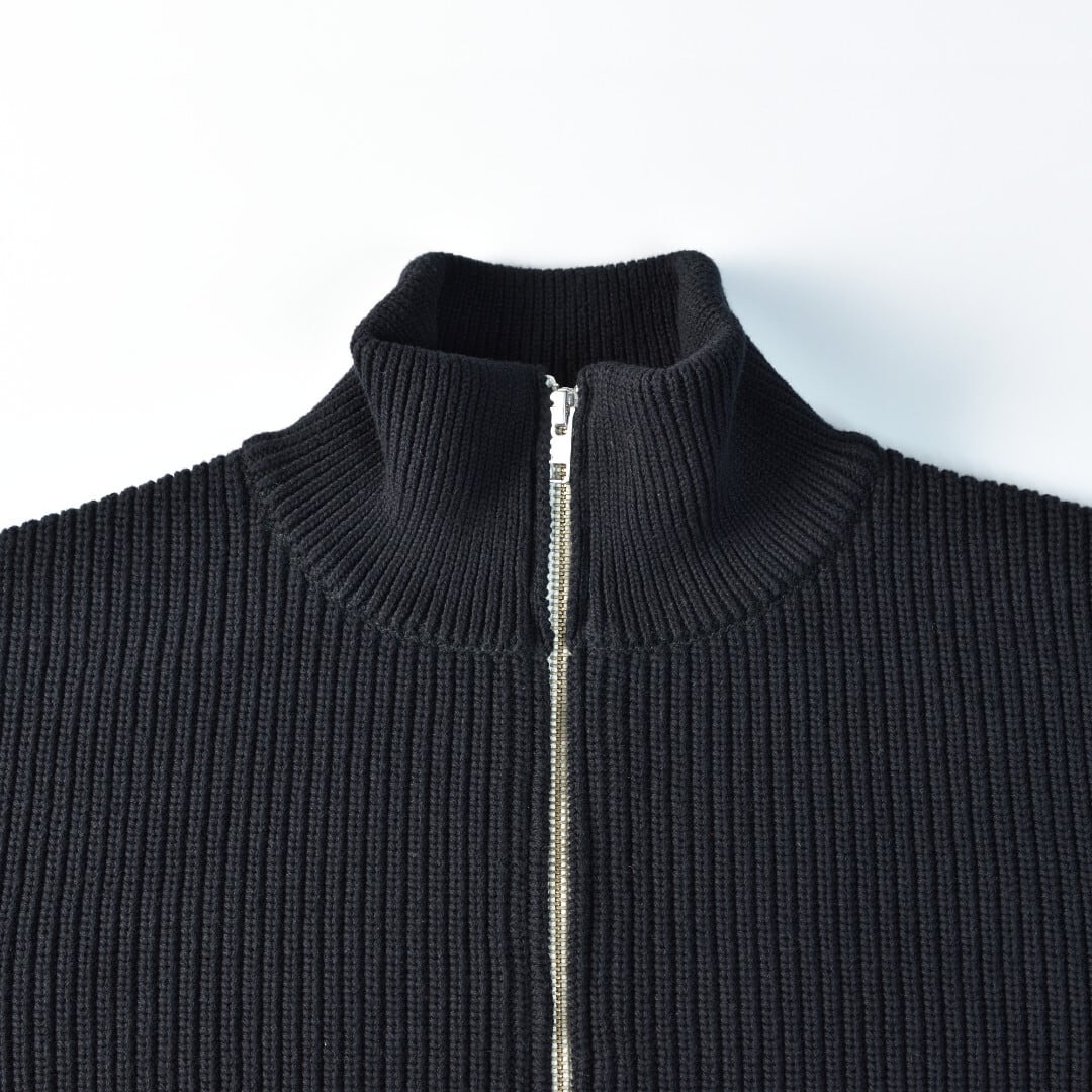 Manual Alphabet マニュアルアルファベット ALL TIME RIB ZIP KNIT・ブラック【送料無料】