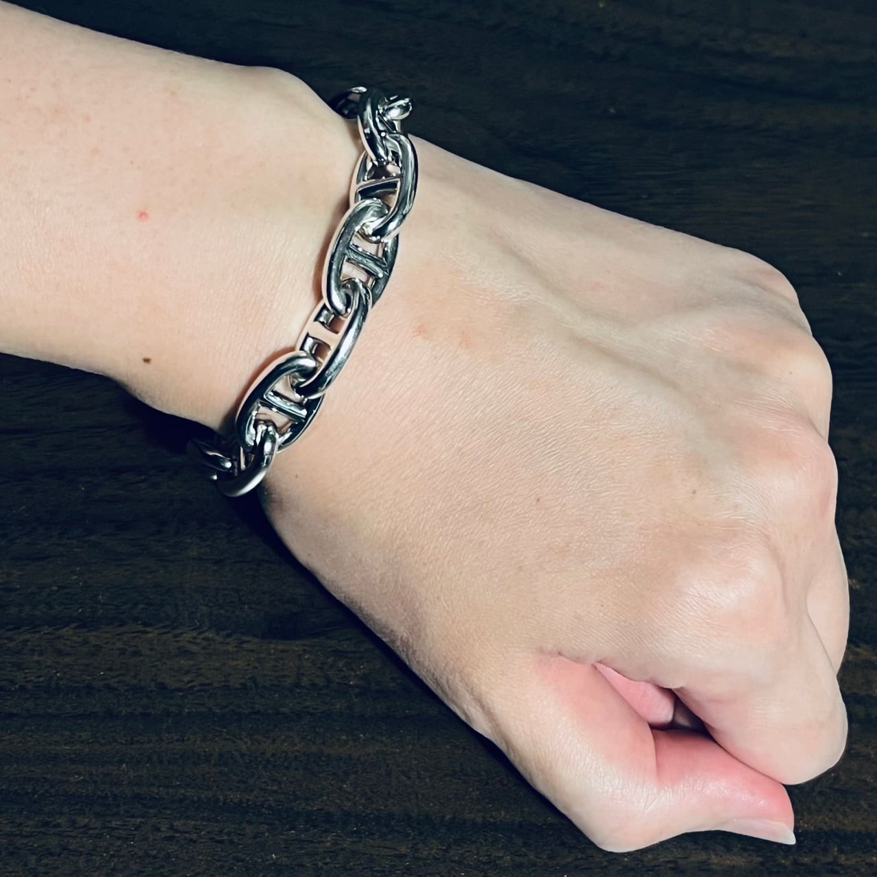 VINTAGE HERMES Chaine d'Ancre Bracelet GM Silver & Gold Mix VINTAGE HERMES Chaine d'Ancre Bracelet GM Silver & Gold Mix