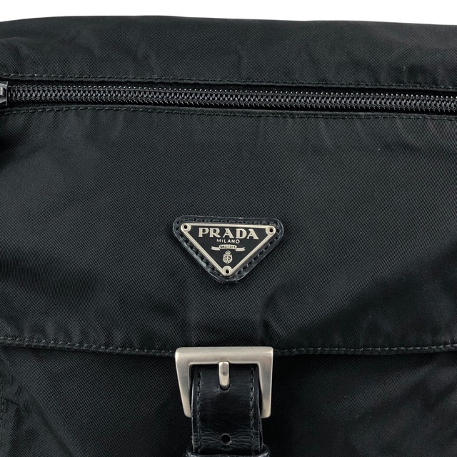 PRADA プラダ ショルダーバッグ ブラック トライアングルロゴ フロントバックル ナイロン vintage ヴィンテージ オールド dh6ap8