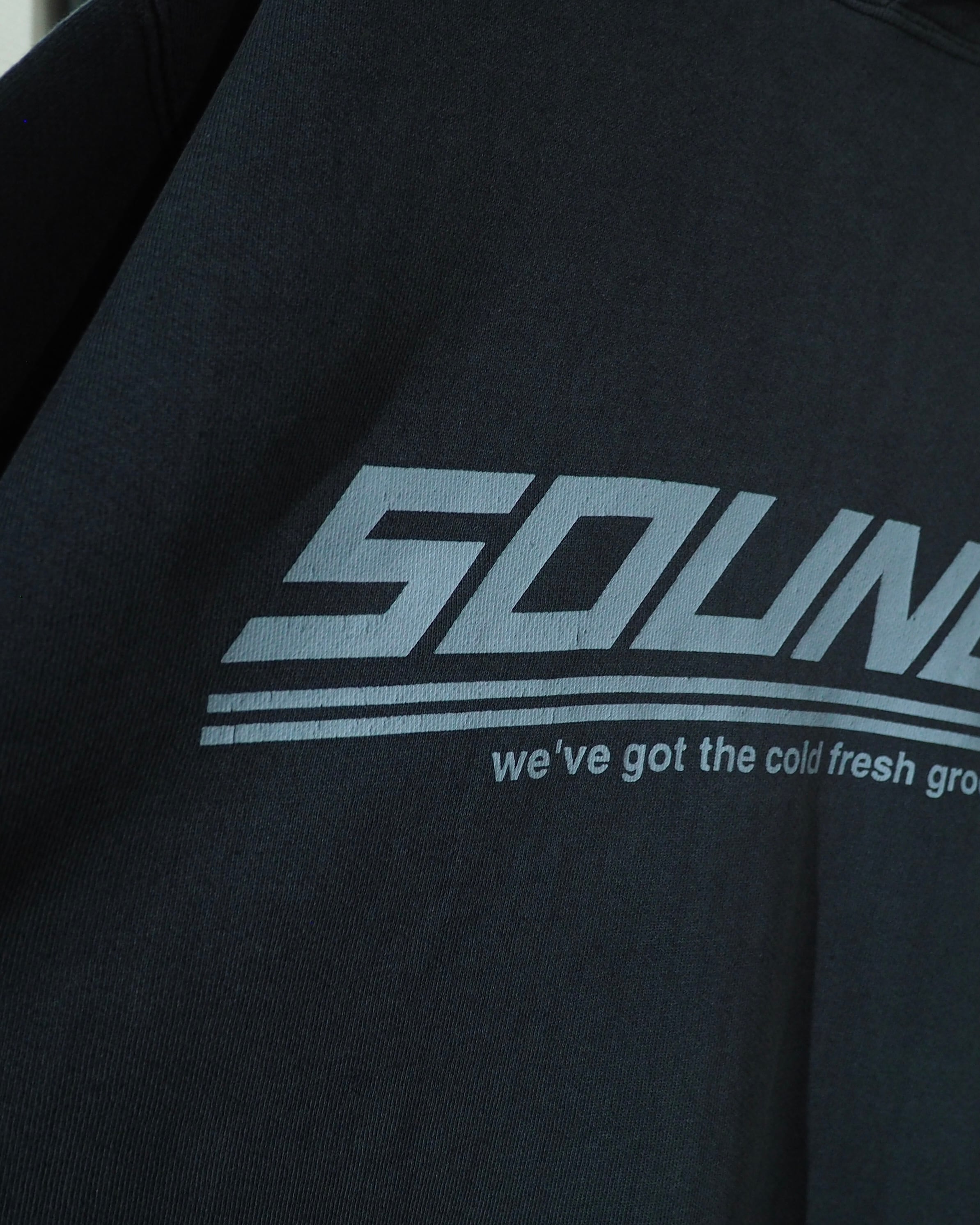 1990s " Good Groove " Beautiful Fade × Graphic Printed Vintage Loose Pullover Hoodie