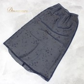 社交ダンス 衣装 スカート レッスンウェア ネイビー系 花柄 紺 フェミニン 上品 きれいめ 気品 かわいい 大人っぽい 練習用 練習着 レディース オールシーズン ソシアルダンス 競技ダンス ボールルームダンス 花模様 透け感 可愛い 可憐