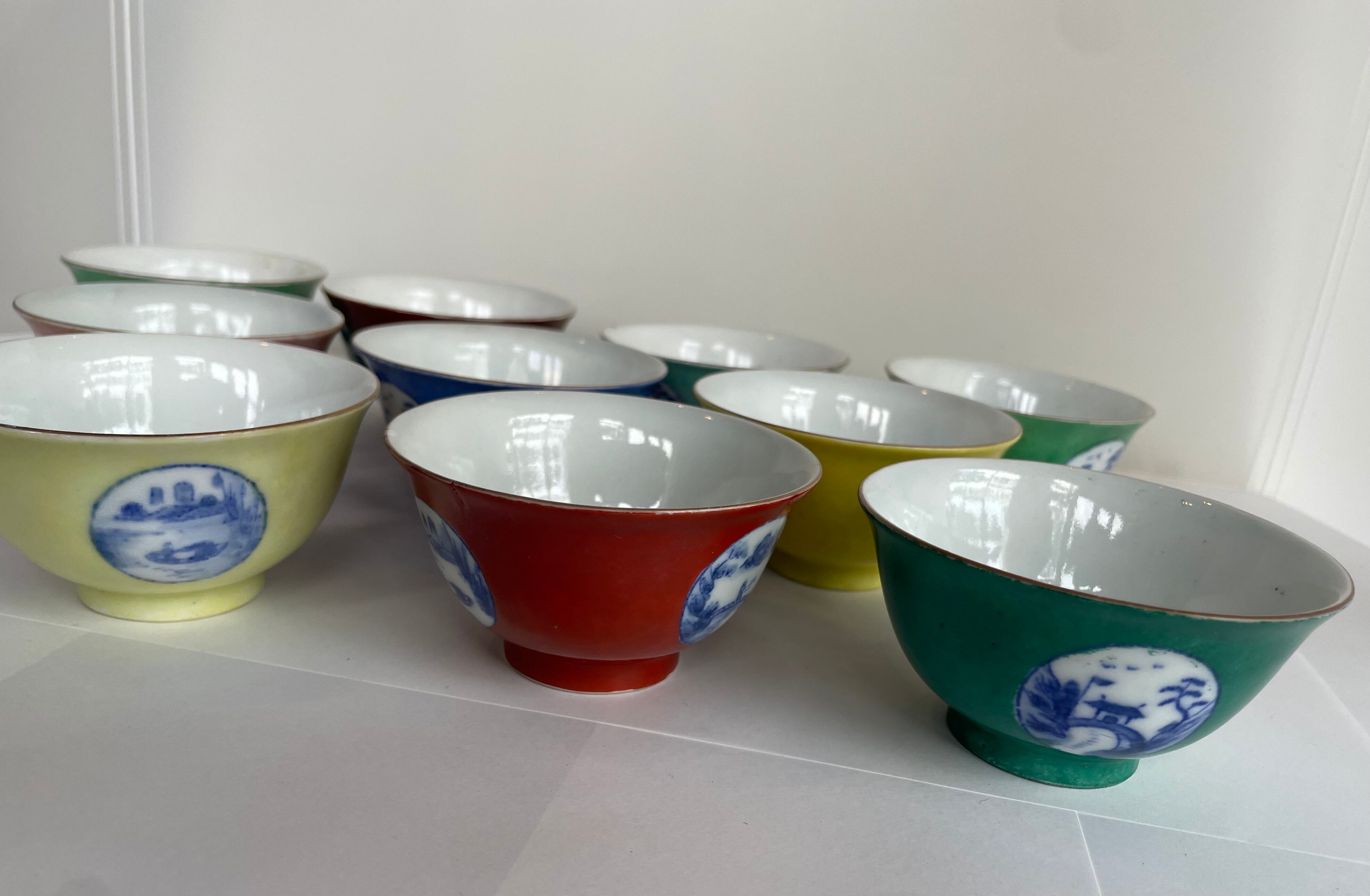 China Antique 清朝 時代 南京 十錦 茶碗 大清乾隆年製 十客 China Antique 清朝 時代 南京 十錦 茶碗 大清乾隆年製 十客