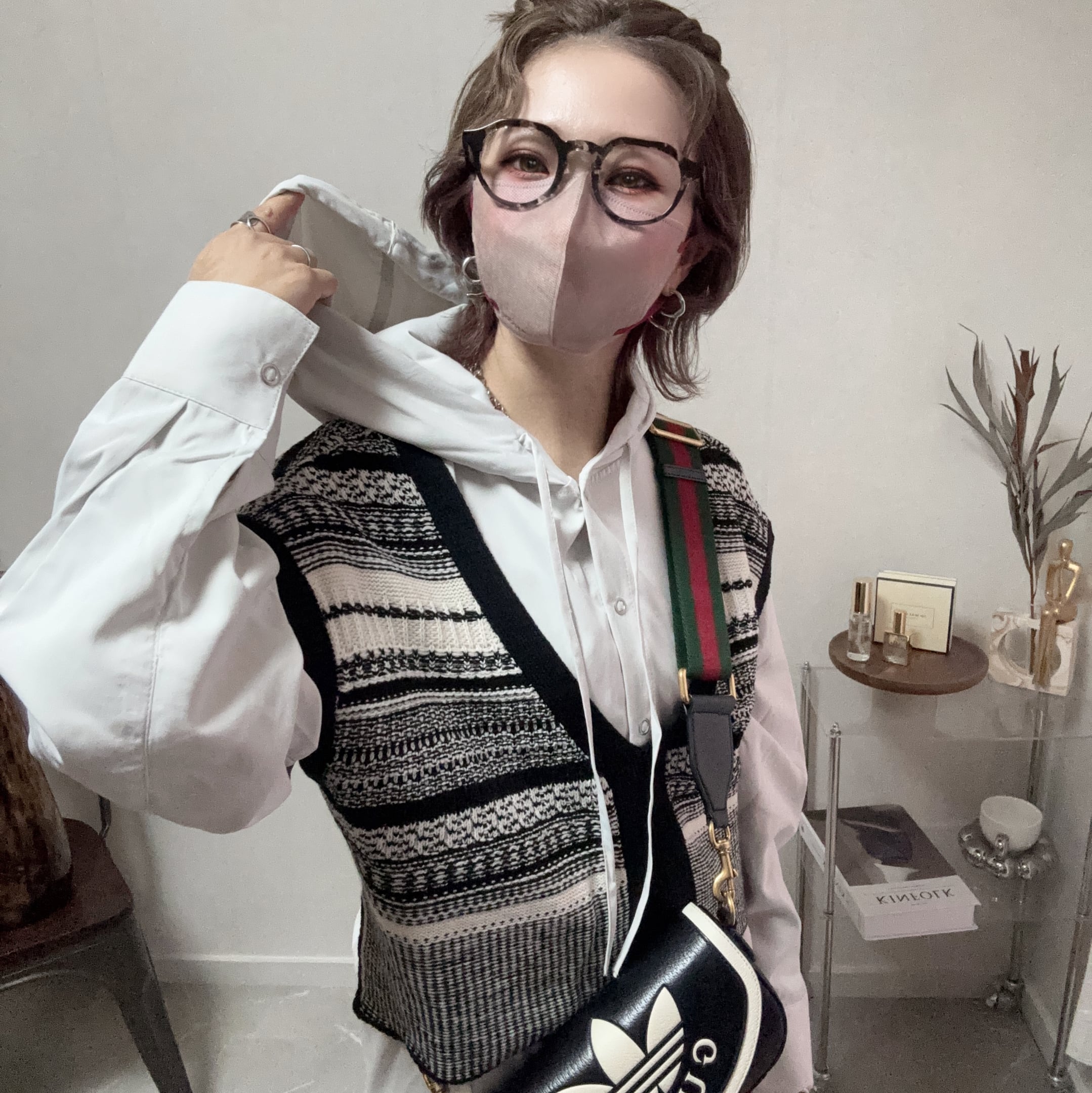 vintage brushed hood shirt【Greige】