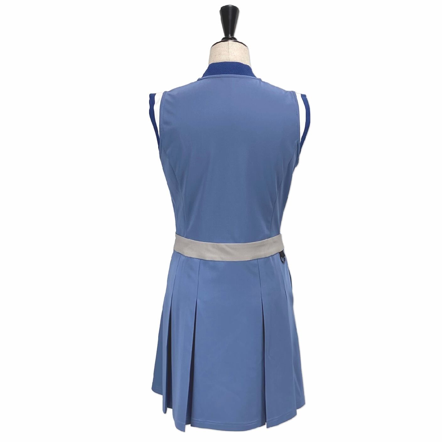 TFW49】《WOMEN'S》COLLAR LESS PLEATS ONEPIECE (BLUE) | Sandy