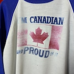 《90s Vintage》CANADIAN ラグランスウェット フェードプリント / ブルー × ホワイト