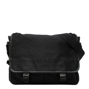 プラダ 三角ロゴプレート ショルダーバッグ メッセンジャーバッグ VA0768 ブラック ナイロン レザー レディース PRADA 【中古】
