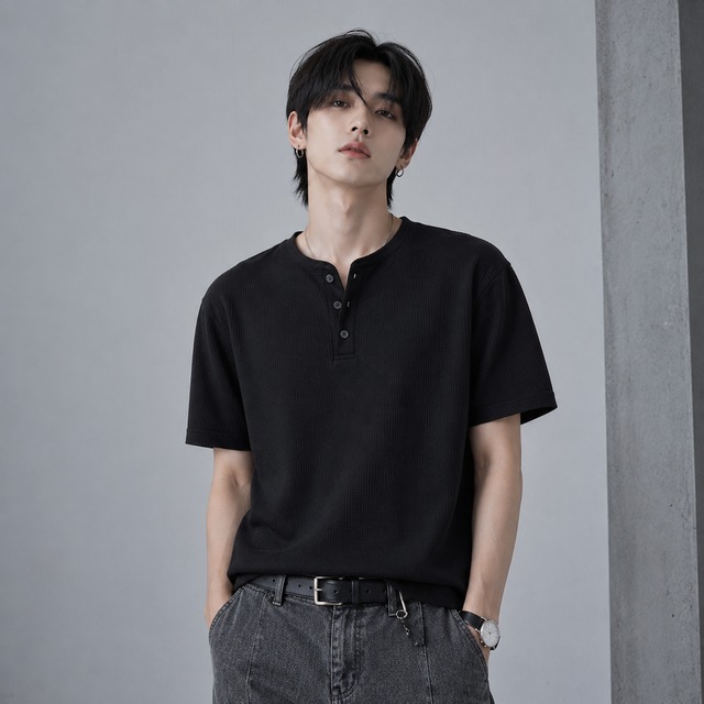 Short sleeve Henley T-shirt 0010