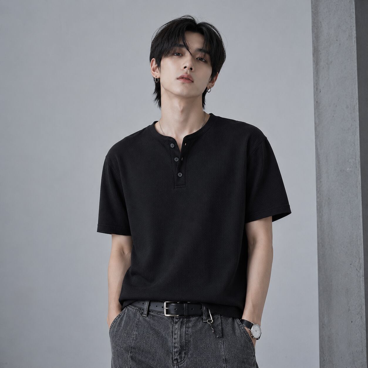 Short sleeve Henley T-shirt 0010