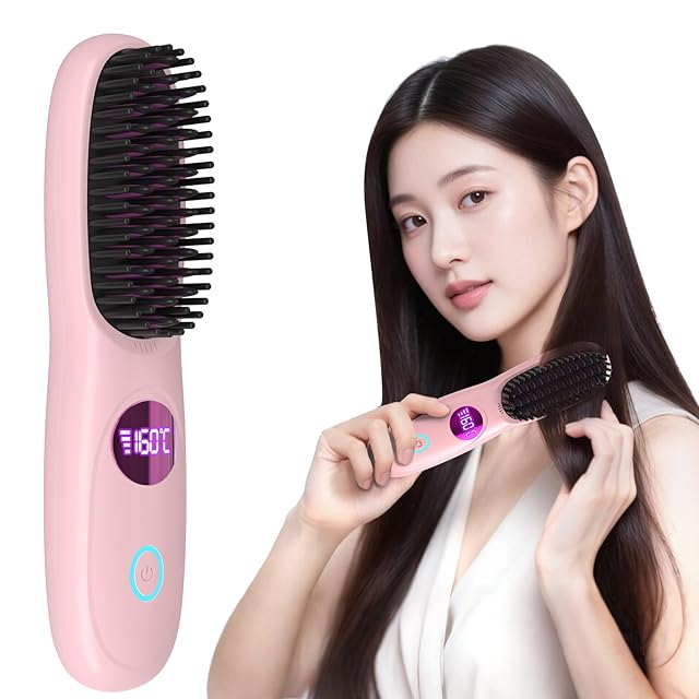 ヘアアイロン ブラシ マイナスイオン ヒートブラシ ストレート Aopek ヒートブラシ コードレス ストレートブラシ マイナス