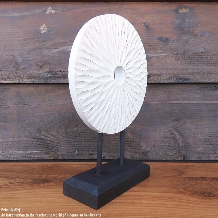 アジアンテイスト オブジェ [光] 35cm 木製装飾 ホワイトウォッシュ