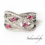 D048 人気デザイン 送料無料 レディース 指輪 ルビー 流動的デザイン