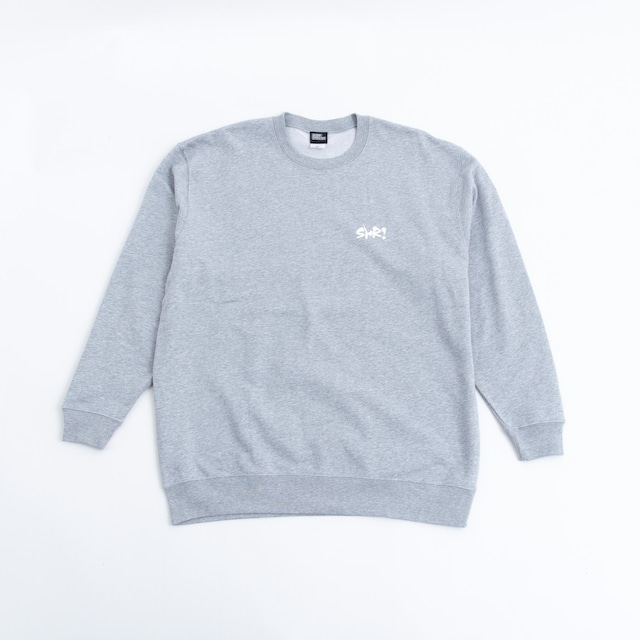 SHR! LOGO CREWNECK SWEATSHIRT (MIX GRAY/WHITE) | 裏パイルスウェットシャツ(ミックスグレー/ホワイト)