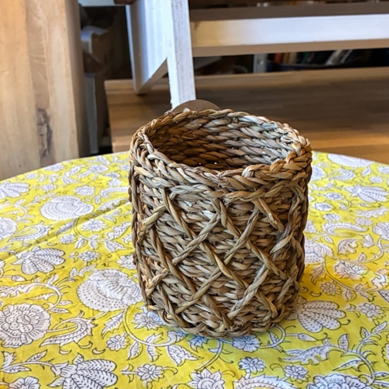 Bangladesh  Sea glass&Jute basket Storage 　バングラディッシュ　シーグラス＆ジュートバスケット　ラティス　S　収納　カゴ　小物入れ