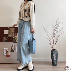 フリルヘム デニムパンツ M 250331