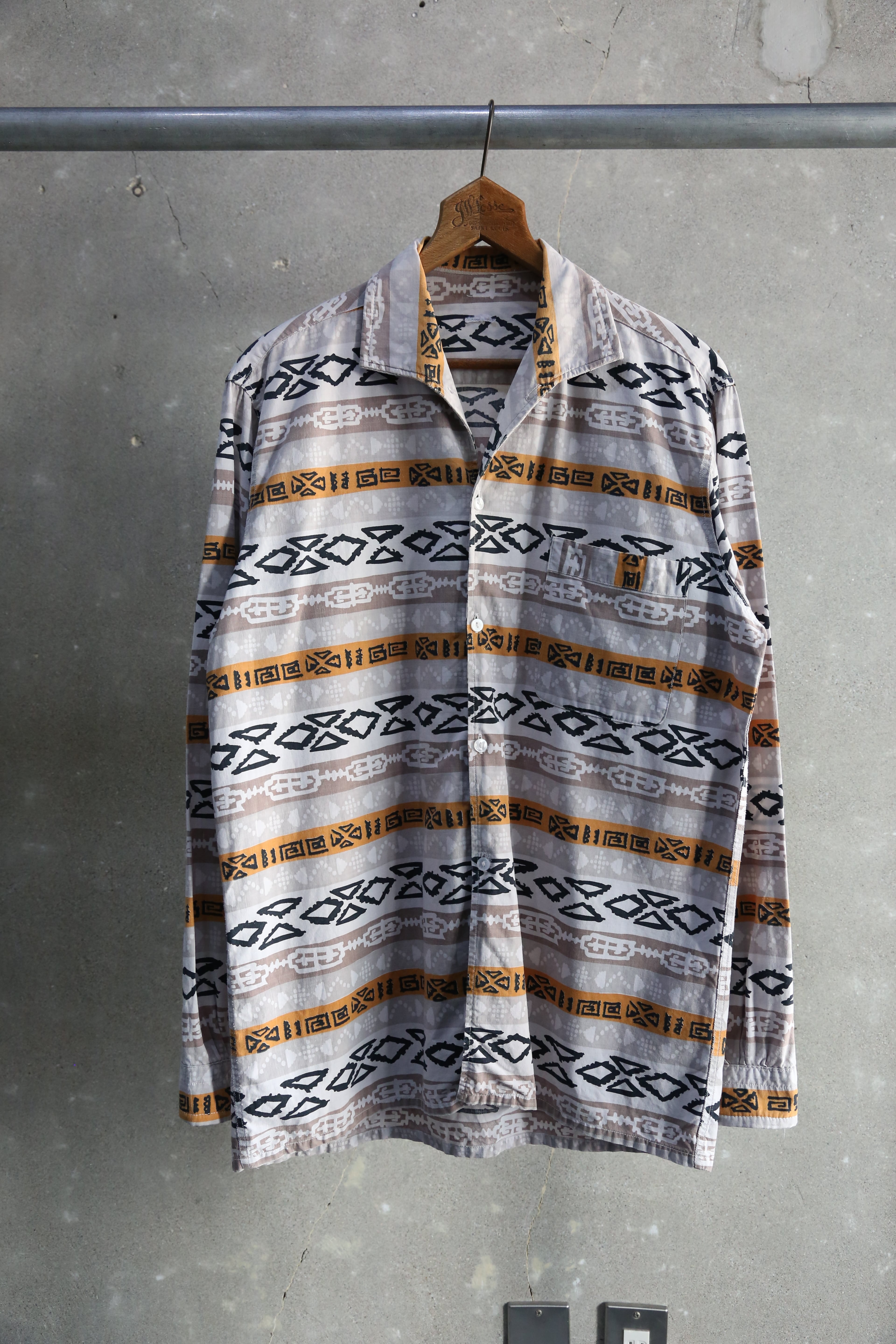 60s【Cranbrook】L/S Rayon Open Collar Shirt | the Holic vintage