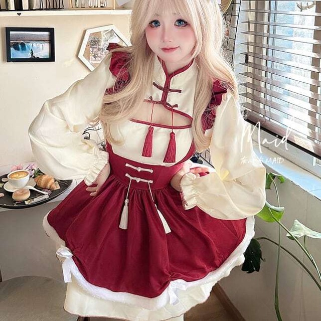 【S-5XL】チャイナメイドワンピース　kos5★