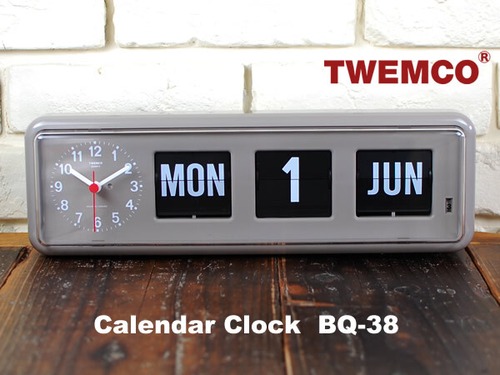 TWEMCO Calender Clock BQ-38 Gray トゥエンコ社カレンダークロック グレー フィリップ時計 パタパタクロック レトロ ミッドセンチュリー DETAIL