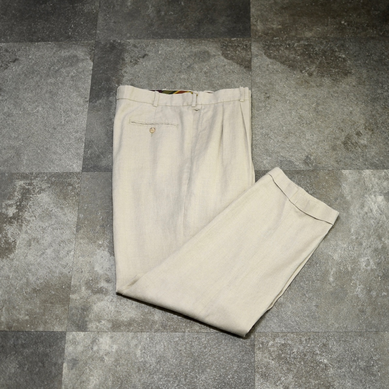 FAIRFAX 2tuck linen slacks ivory