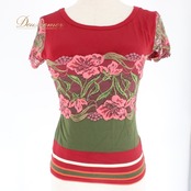 社交ダンス 衣装 スタンダード トップス レッスンウェア SAVE THE QUEEN 赤 緑 白 ホワイト系 グリーン系 レッド系 オレンジ系 ピンク系 花柄 レース 素材 イタリア製 女性用 トップス 伸縮性 使用 バリエーション ヴィンテージ カジュアル おしゃれ デイリー トレーニング プラクティス コスチューム 複数カラー