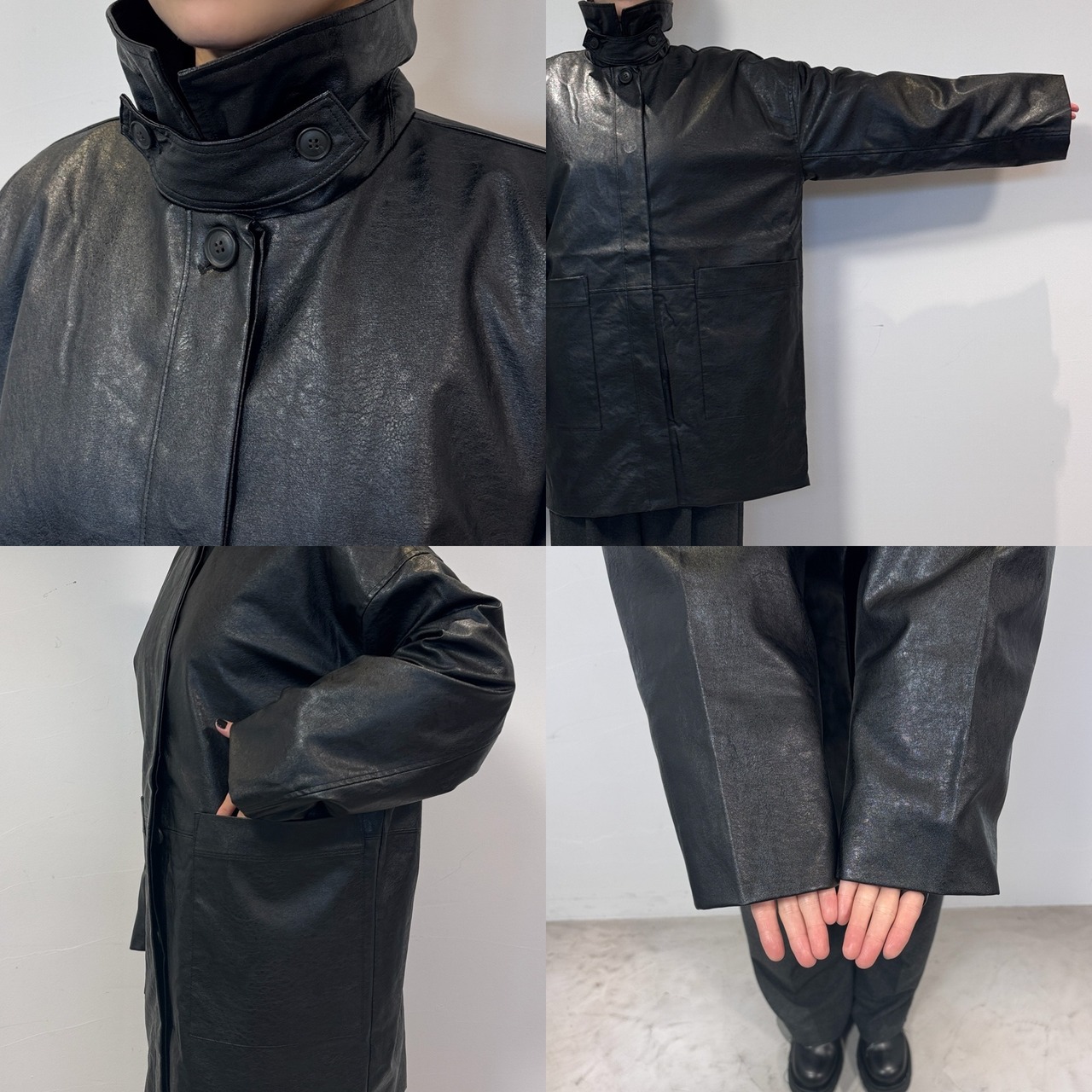 【受注販売】レザーライクオーバーJK/ブラック