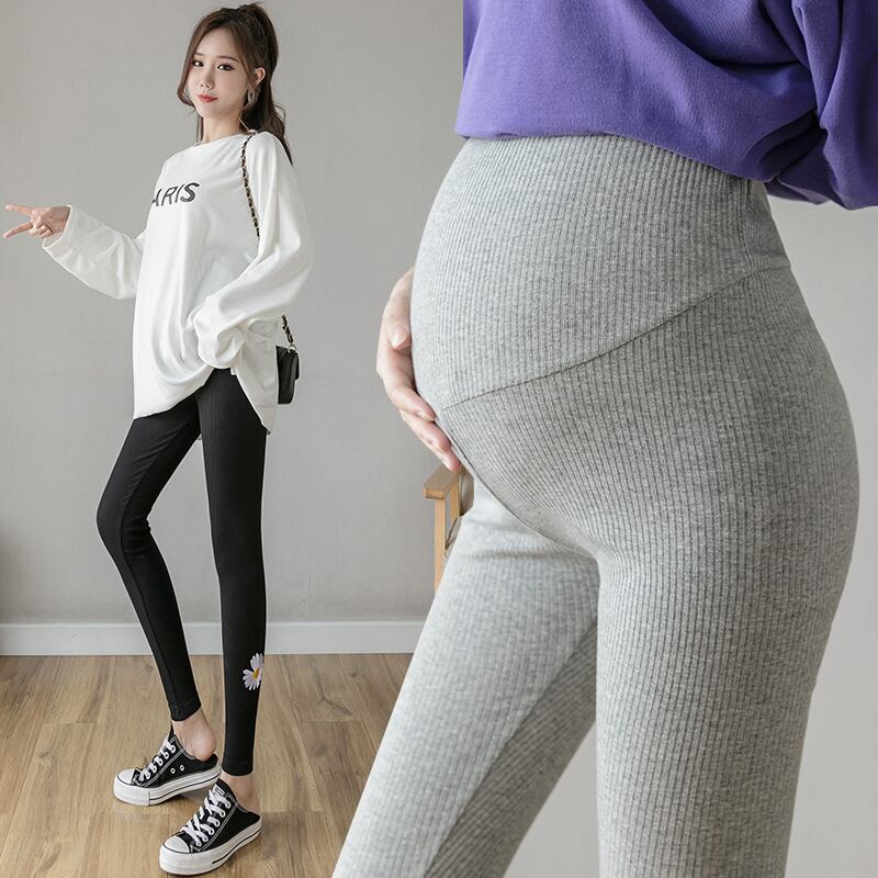 【新作】【送料無料】 マタニティウェア2020秋と冬の新しいスレッドの小さなデイジー刺繡レギンス、オールマッチの妊婦の腹リフトレギンス-アリババ 刺繍 オータム 秋物 ウィンター 冬物 expec285439628788