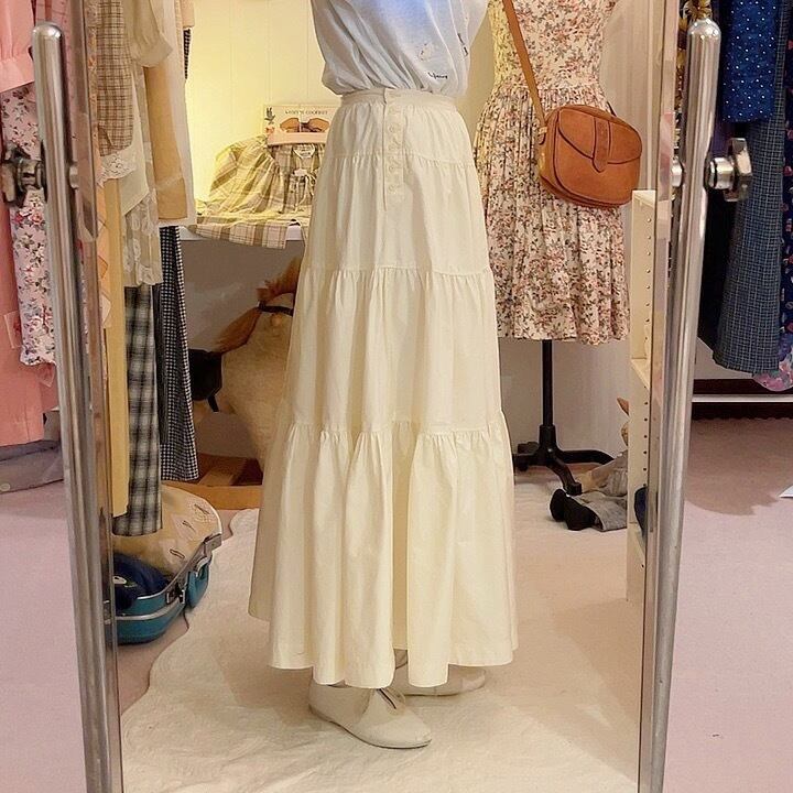 INGEBORG / ecru tiered skirt