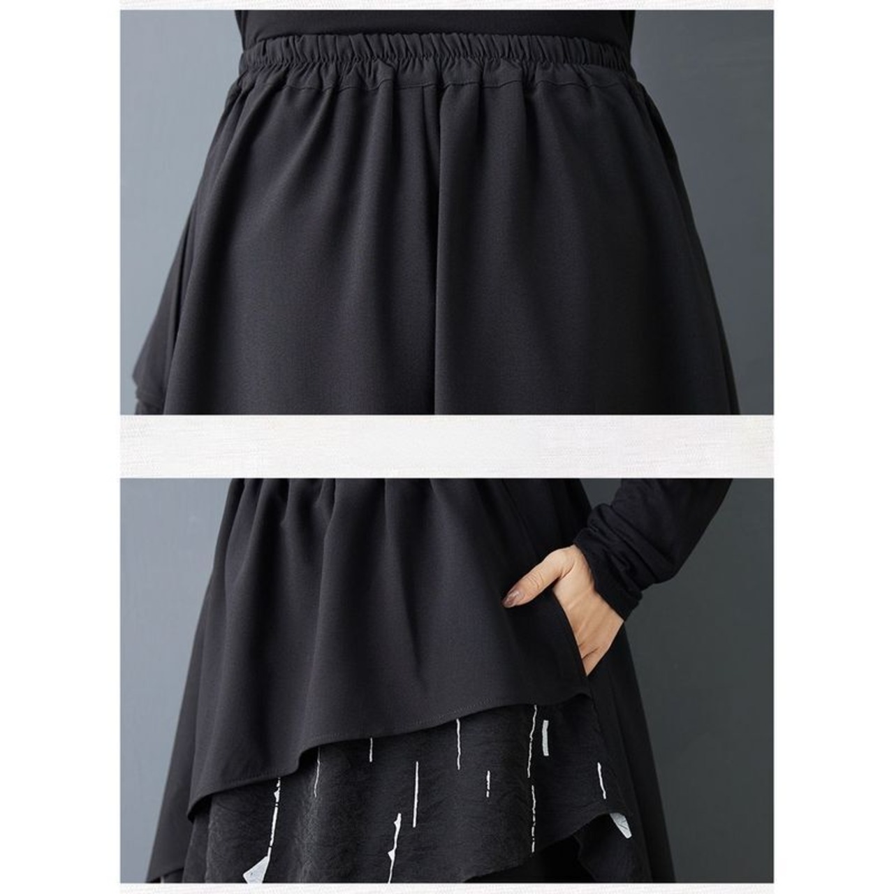 アシンメトリー レイヤード風 スカート  00350