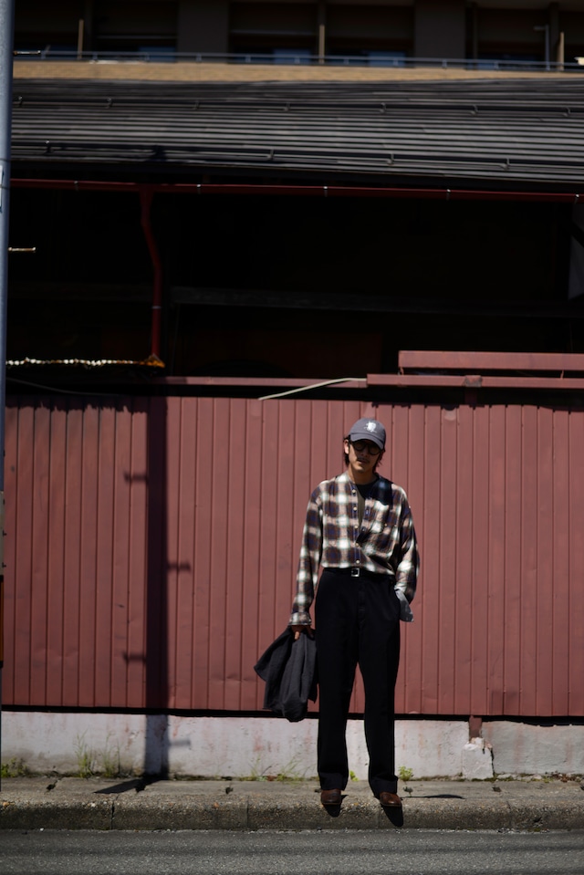 blackbird / cut off collar shirt (check Green)
