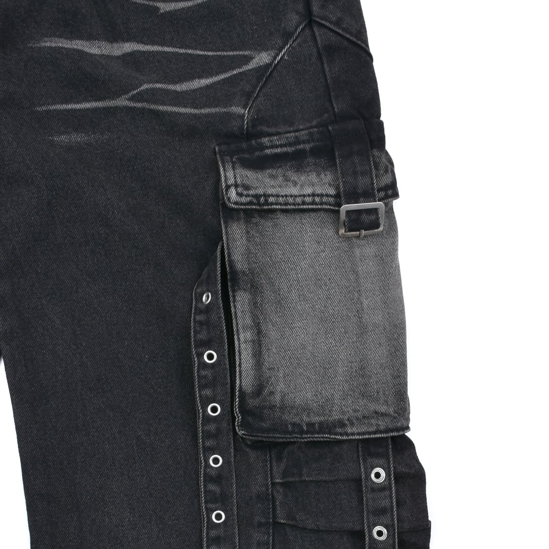 火曜17時まで▷1,318円OFF！】Whiskeringブラックデニムパンツ