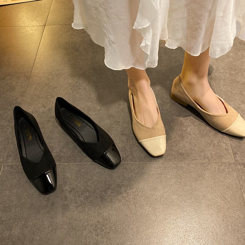 厚いヒールの靴女性2020新しい春のネット赤の女性の靴浅い口野生の妖精風インハイヒールの女性 部族の婦人靴3411441