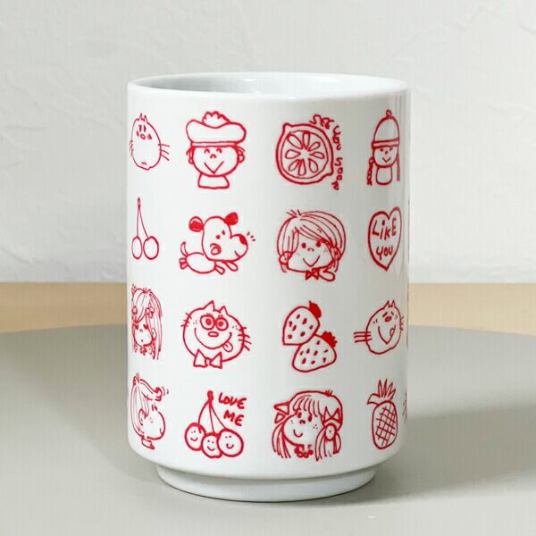 水森亜土 湯呑み(レッド) コップ あどちゃん | キャラクターグッズの