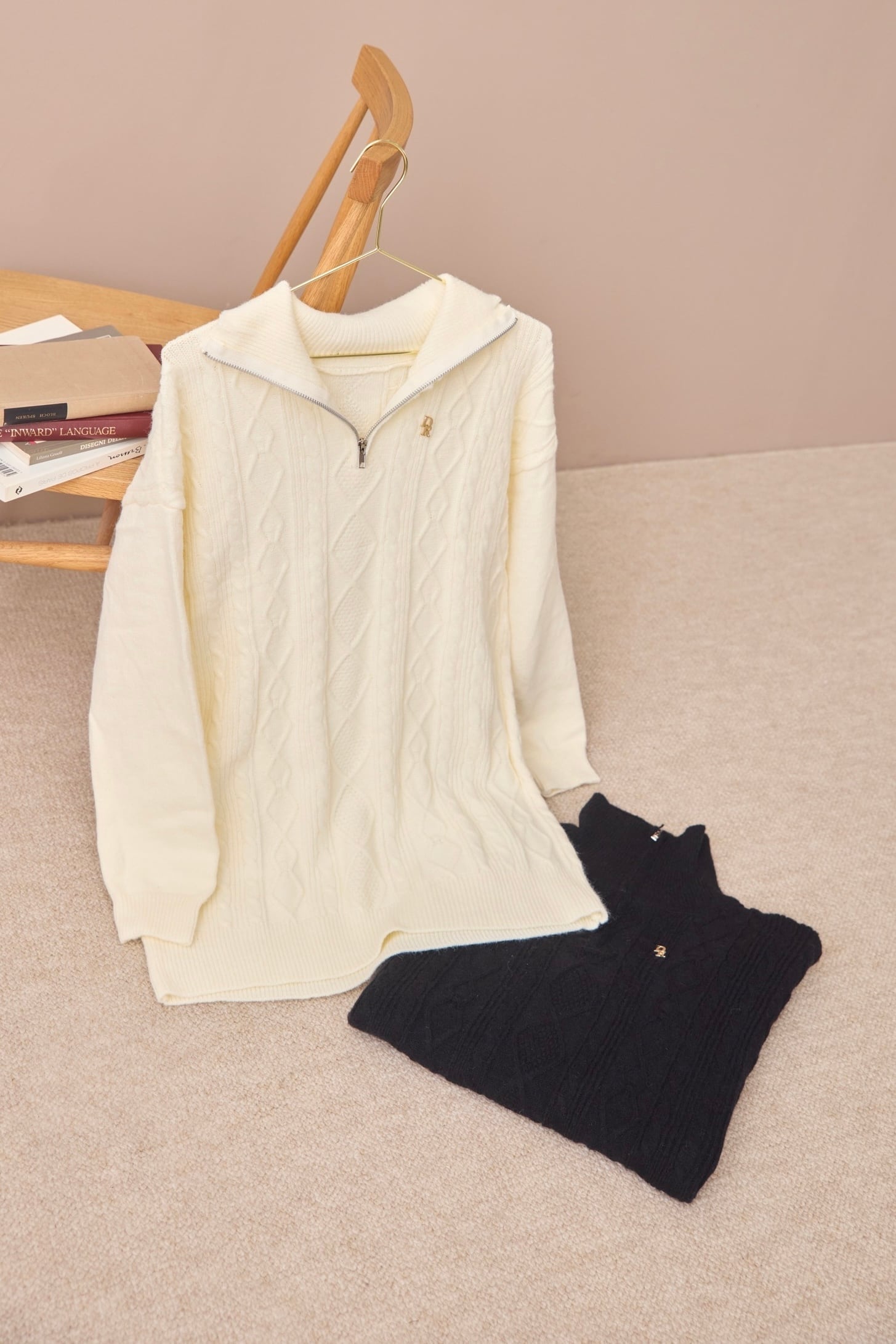 DR half zip cable knit onepiece