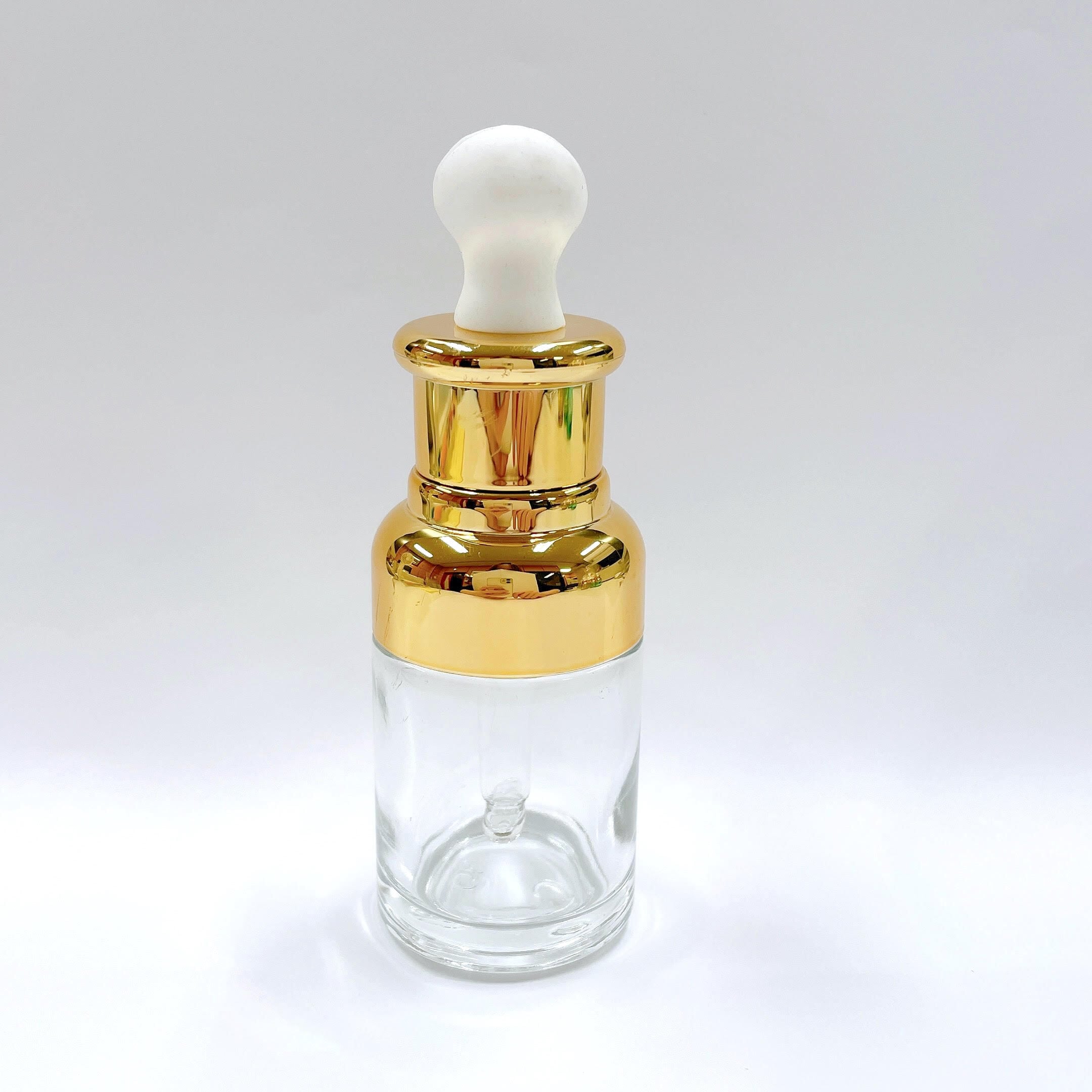 クリア カラー スポイト ボトル】30ml 全4色 ゴールドキャップ ガラス