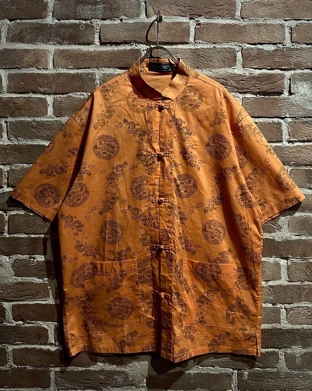【Caka act3】Dragon Pattern Vintage Loose S/S China Shirt