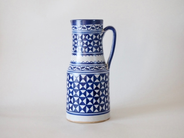 MOROCCO - FES POTTERY WATER JUG - FES BLUE