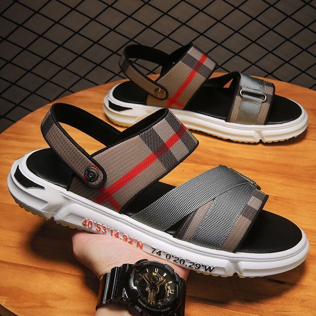 LOUIS VUITTON スポーツサンダル ブラック/ホワイト Louis Vuitton チェック柄 スポーツサンダル