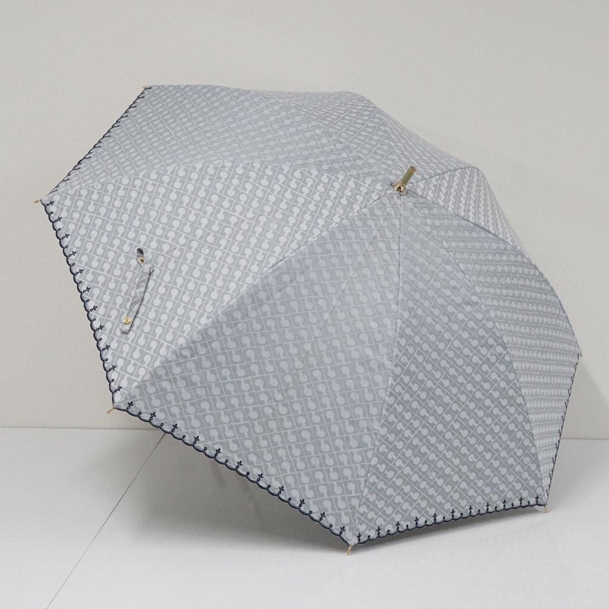 完全遮光折日傘 芦屋ロサブラン USED品 2段折ミドル コンビ ネイビー